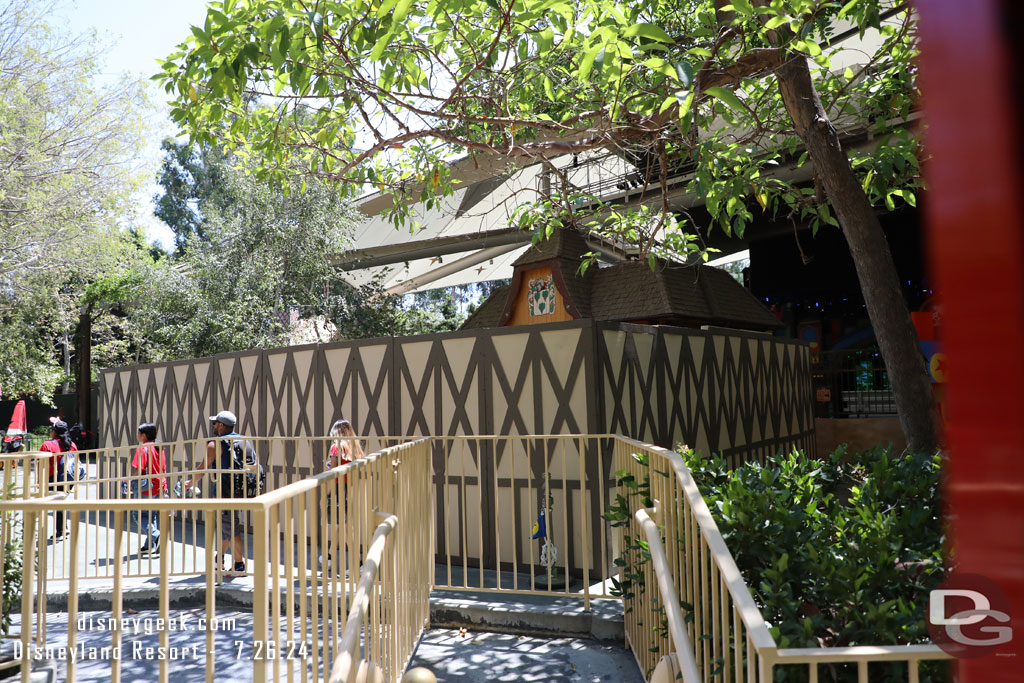 Renovation walls up for pavement work around the Fantasyland Theatre area.  Everything is still accessible.