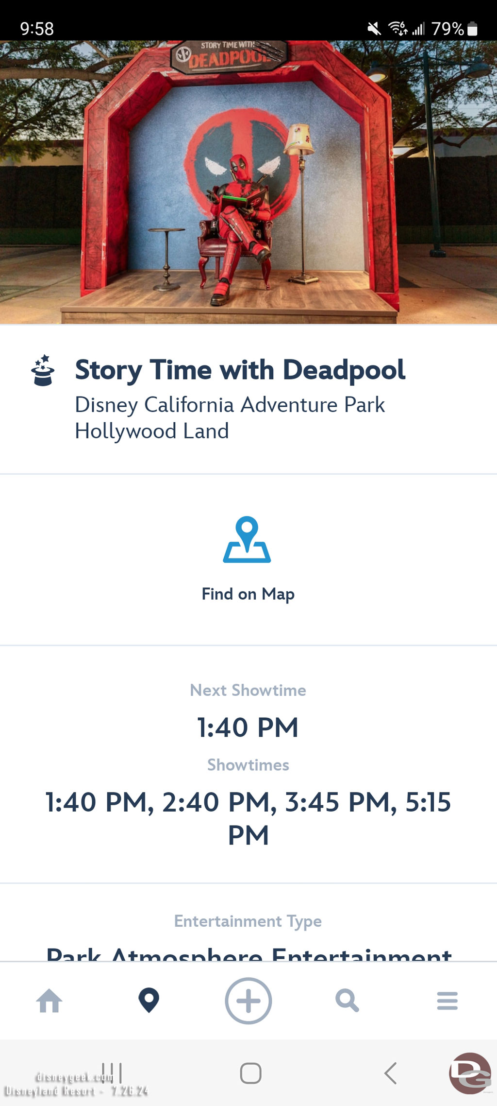 Here is the show schedule from the app.