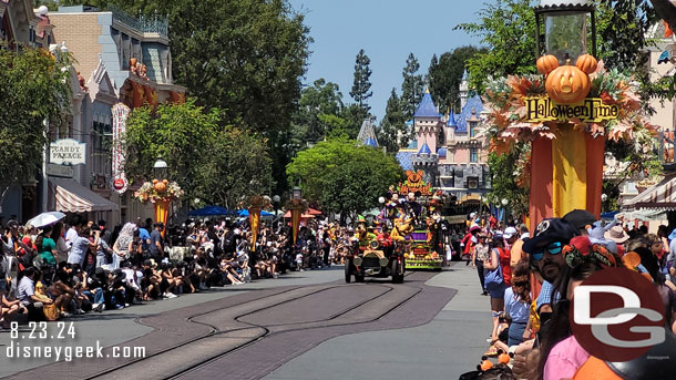 The cavalcade is led by the Disneyland Fire Truck