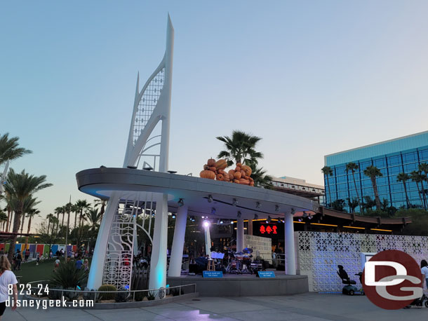 Some pumpkins on top of the stage for Halloween