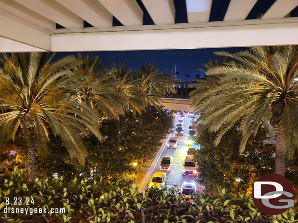 8:16pm - All lanes to get into the Mickey and Friends parking structure were backed up as far as you could see.