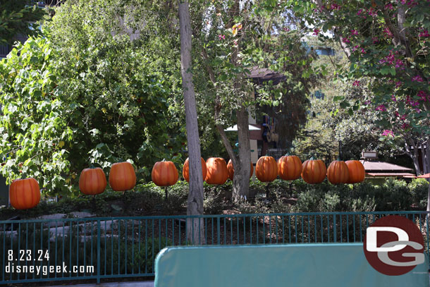 Pumpkins in Downtown Disney were visible as the tram arrived.