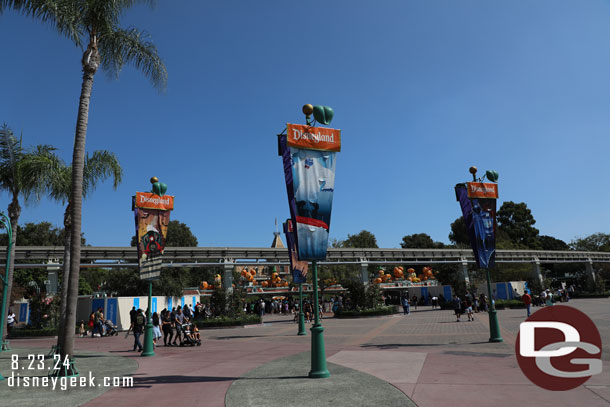 Work continues near the entrance to Disneyland.