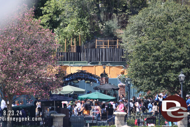 Construction work for the new Haunted Mansion queue project continues.