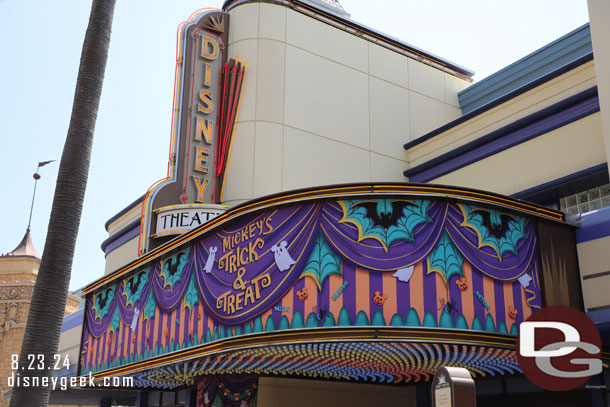 Mickey's Trick & Treat show is in the Disney Theater during regular park hours this year.