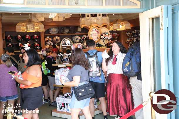 The line had subsided for the headbands but the store was still busy.