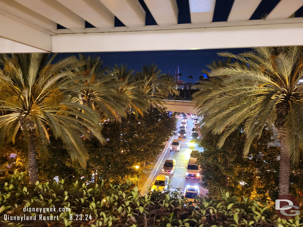 8:16pm - All lanes to get into the Mickey and Friends parking structure were backed up as far as you could see.