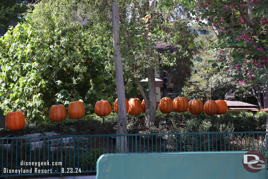 Pumpkins in Downtown Disney were visible as the tram arrived.