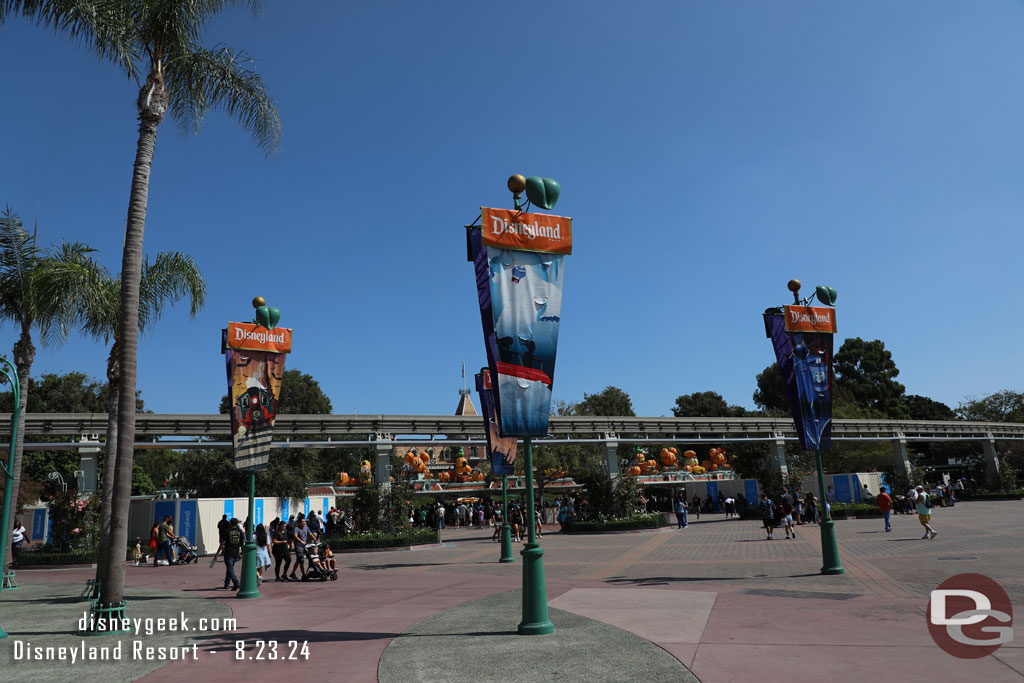 Work continues near the entrance to Disneyland.