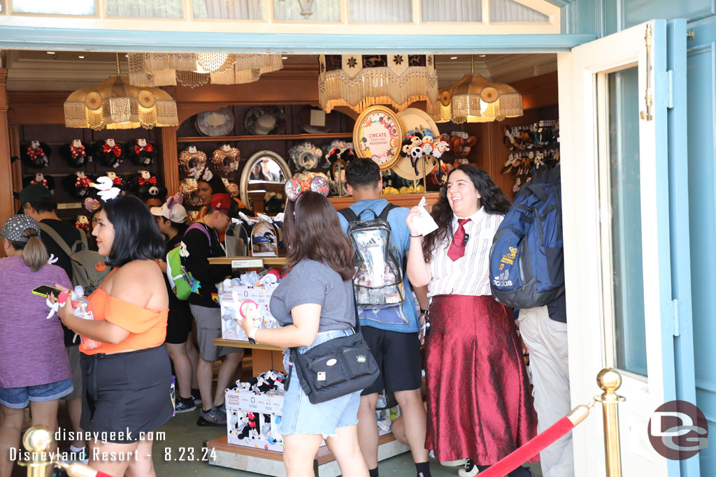 The line had subsided for the headbands but the store was still busy.