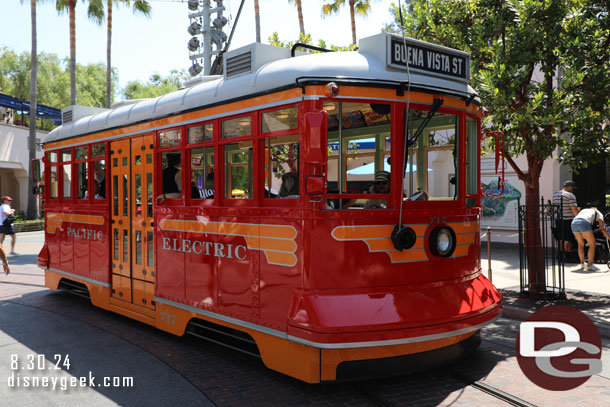 Enjoying the Red Car sights and sounds as the attraction's days are limited.  In 2025 it will cease operation for construction of the new Avengers Campus attractions.