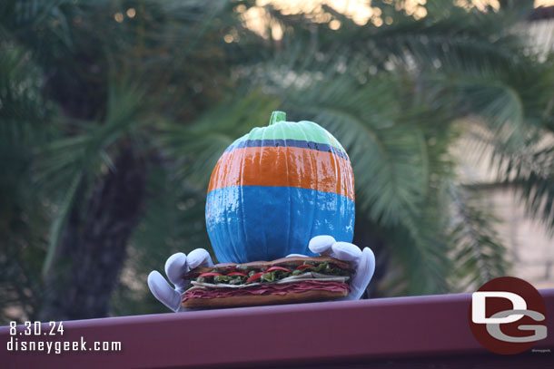 Goofy Pumpkin enjoying a sandwich