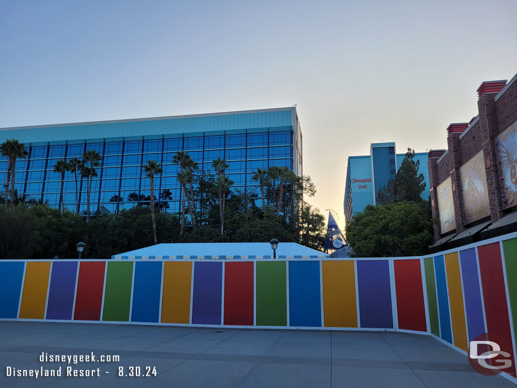 The new security checkpoint for the Disneyland Hotel is looking close to finished