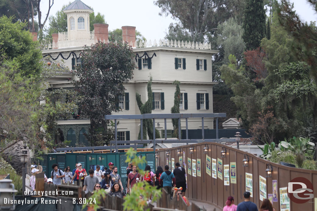 The steel frame for the new gift shop at the Haunted Mansion exit is taking shape.