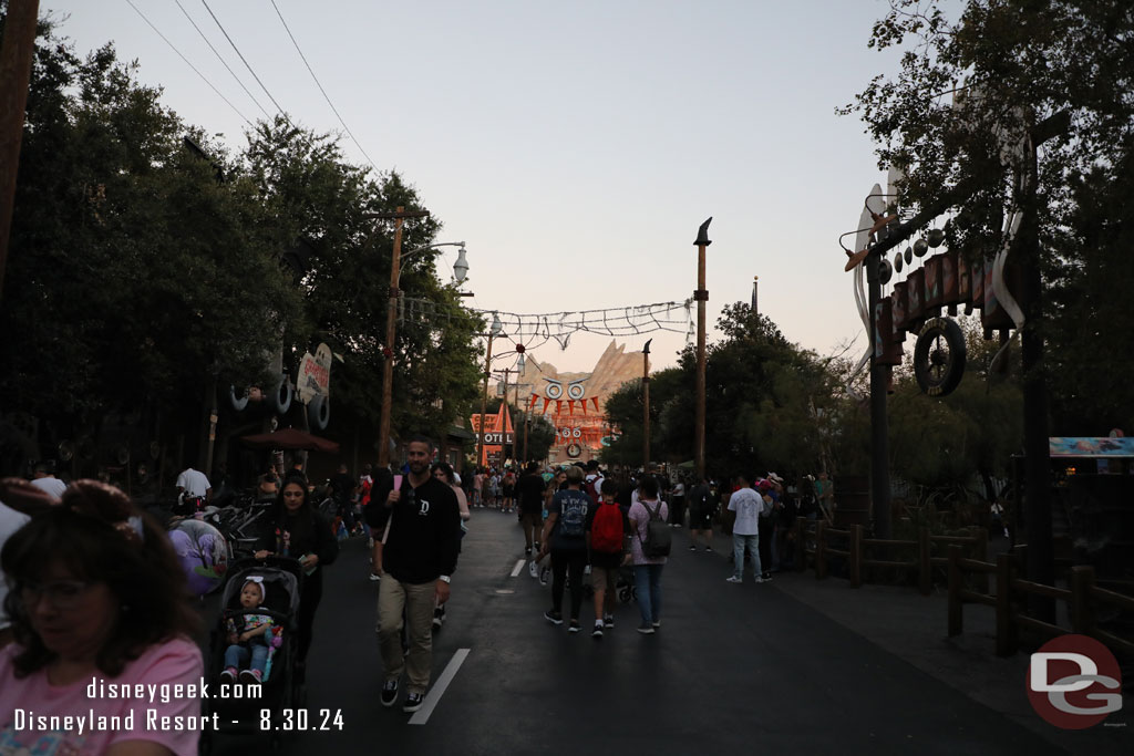 7:21pm - Arriving on Route 66 in  Cars Land