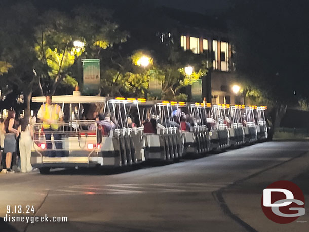 9:49pm - On a tram and waiting to depart.