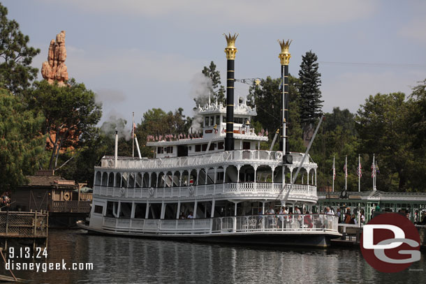 Looking back at the Mark Twain Riverboat.