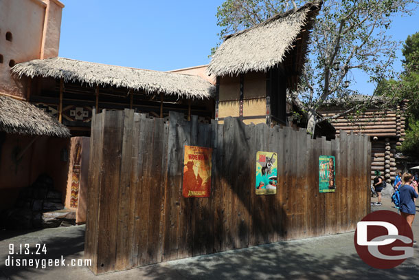 Walls still up outside the restrooms