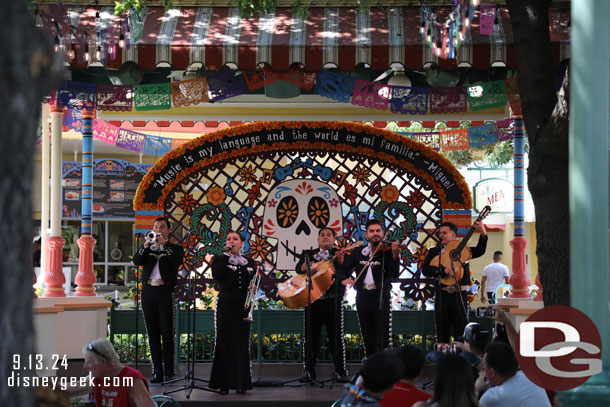 A Mariachi band on the bandstand this afternoon.