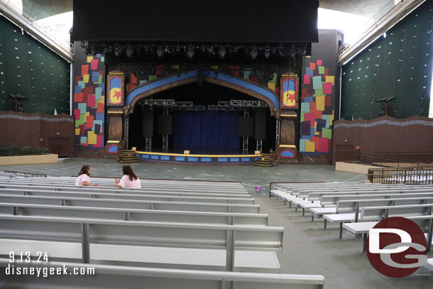 The Fantasyland Theatre is dark, but you can go sit in the shade if you want.