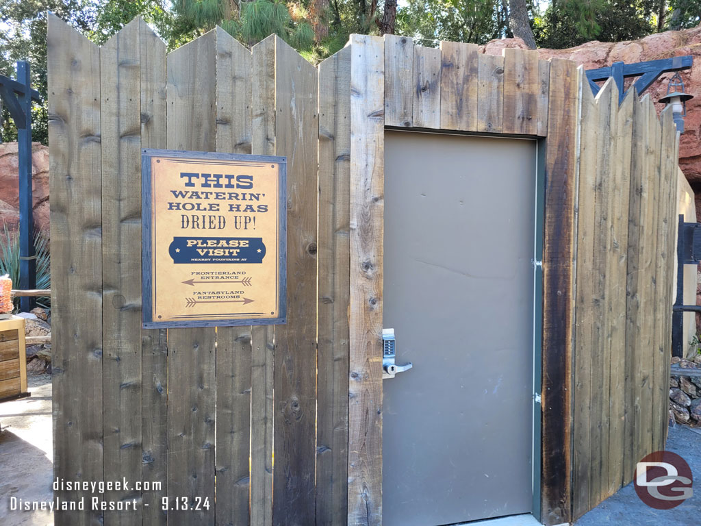 The drinking fountain across from the Big Thunder exit is behind walls