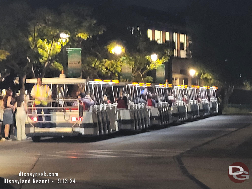 9:49pm - On a tram and waiting to depart.