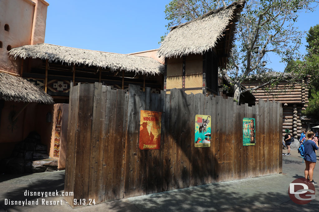 Walls still up outside the restrooms