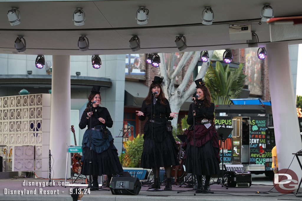 The Boo Belles performing on the Downtown Disney stage