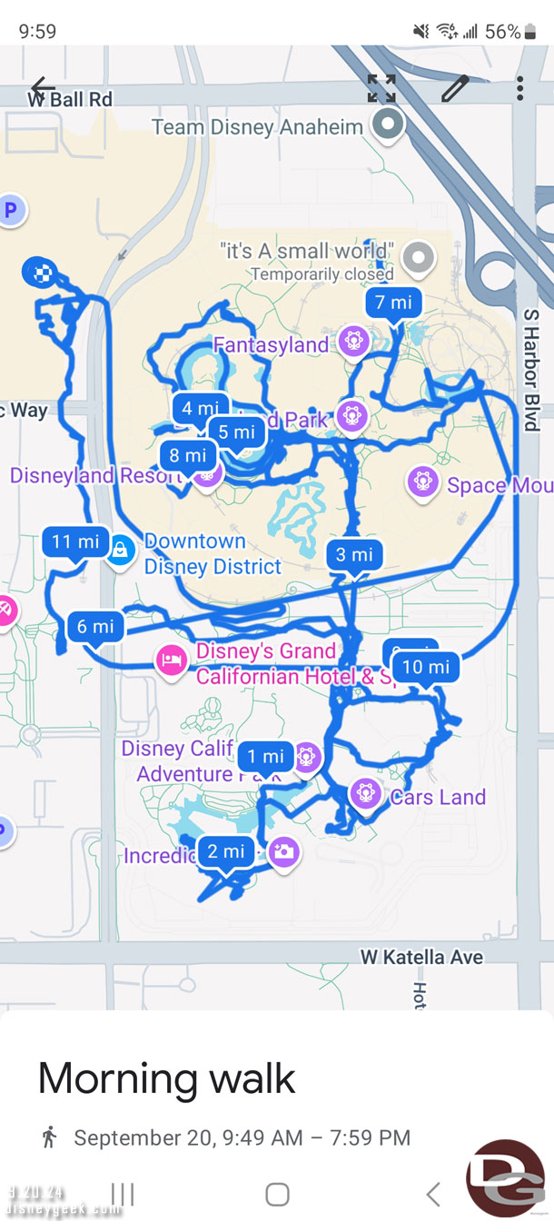 My path at the Disneyland Resort today.