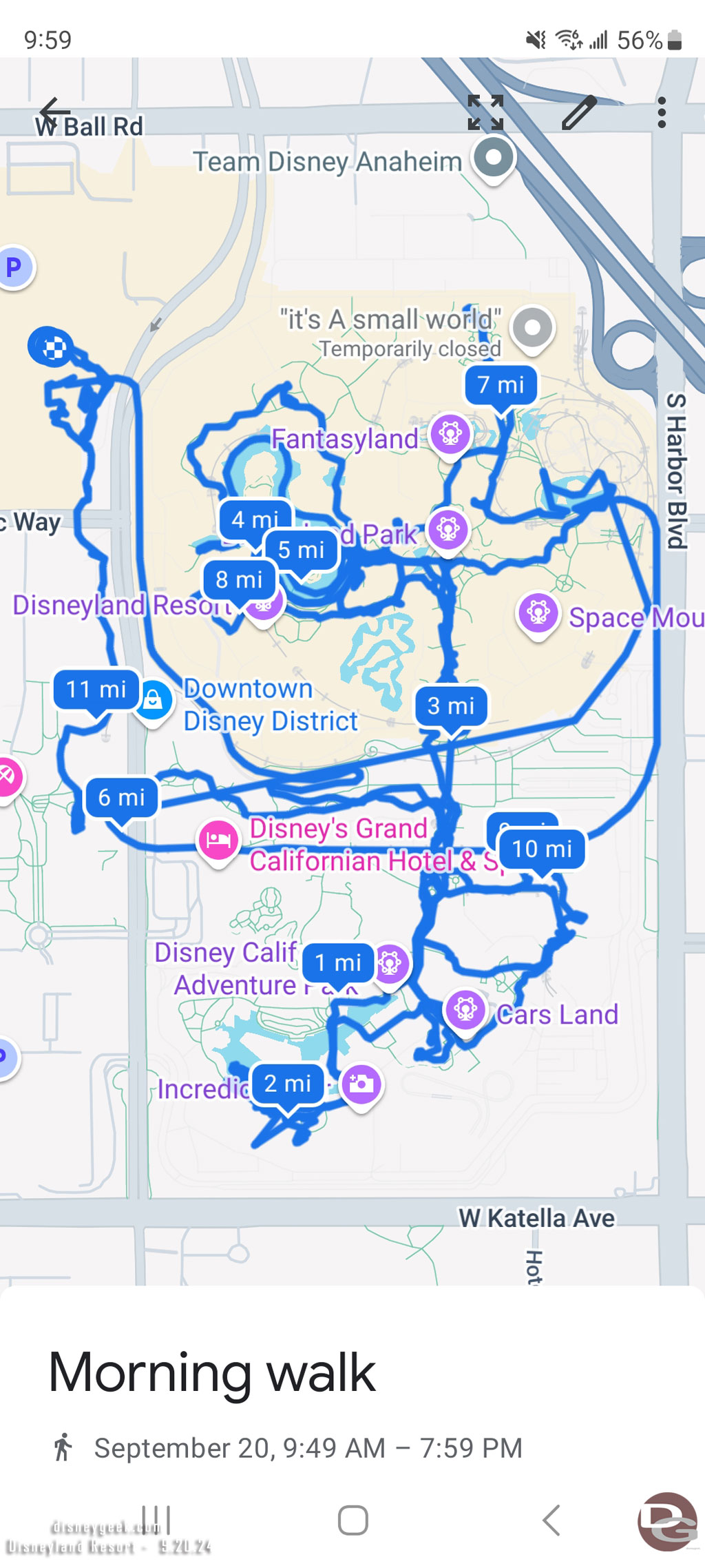 My path at the Disneyland Resort today.