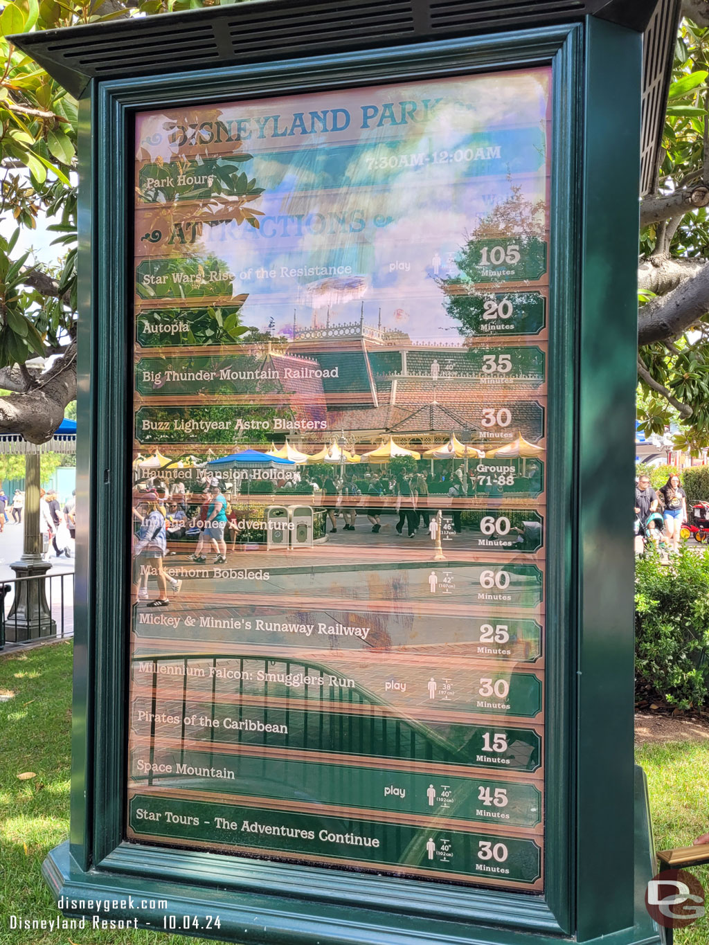 12:28pm - Disneyland Wait Times