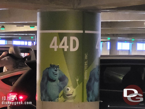 7:21am - Parked on the Monsters Inc level of the Pixar Pals Parking Structure