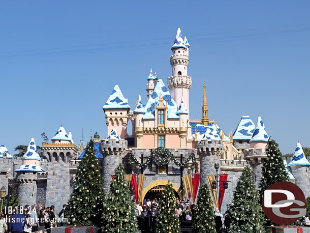 The annual snowfall has occurred on Sleeping Beauty Castle