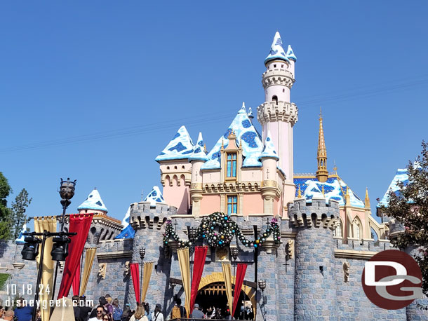 Sleeping Beauty Castle with some holiday decorations