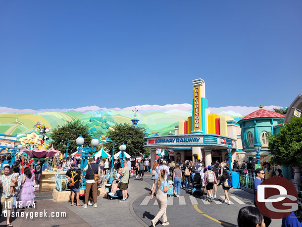 The queue for Runaway Railway was backed up entering the building.