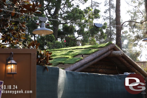 The sod roof is being replaced.