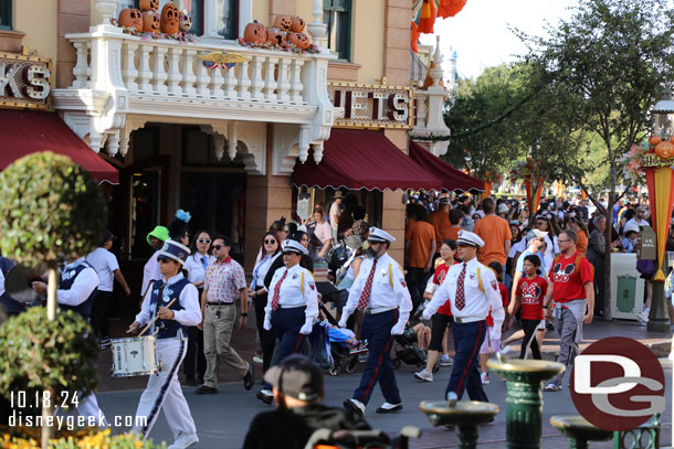 The Honor Guard arriving for the Flag Retreat with the Disneyland Band