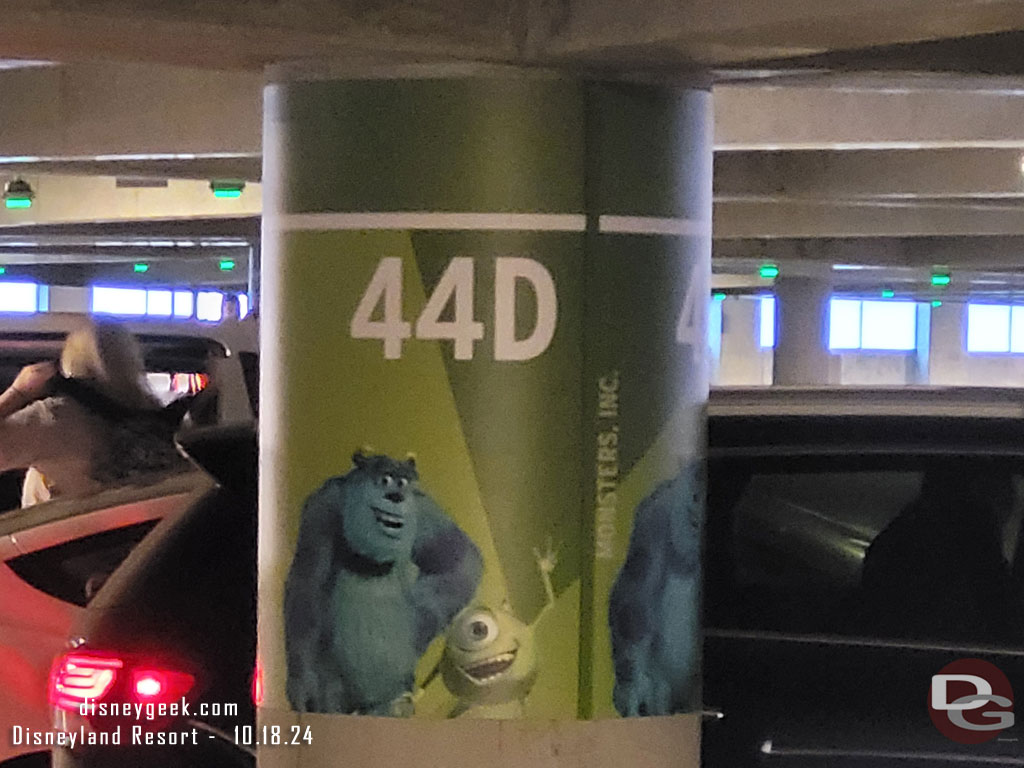 7:21am - Parked on the Monsters Inc level of the Pixar Pals Parking Structure