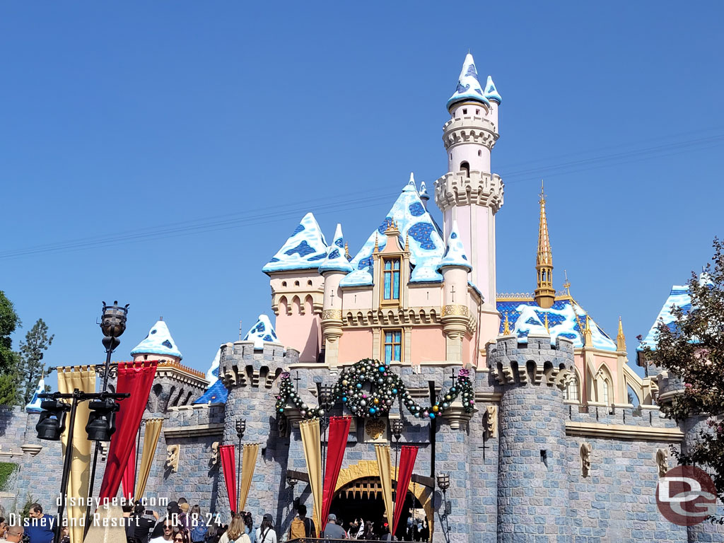 Sleeping Beauty Castle with some holiday decorations