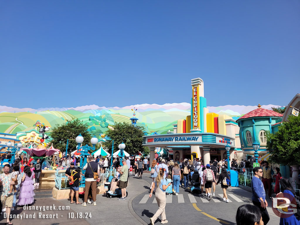 The queue for Runaway Railway was backed up entering the building.