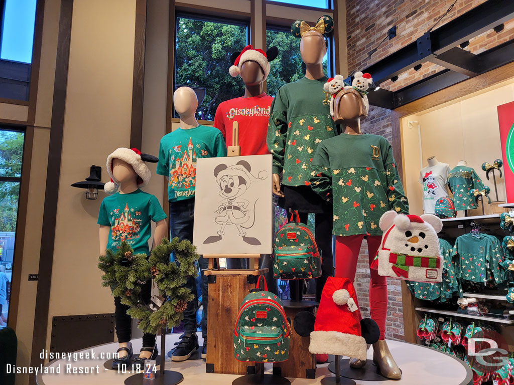 Holiday merchandise is starting to show up.  Here is a look at one section of the World of Disney.