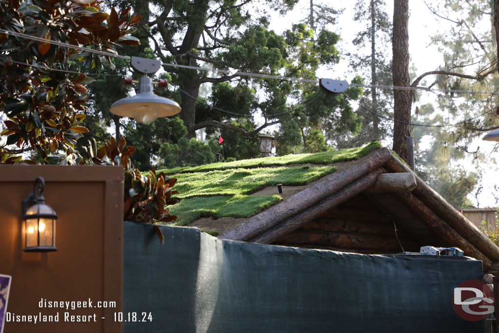 The sod roof is being replaced.