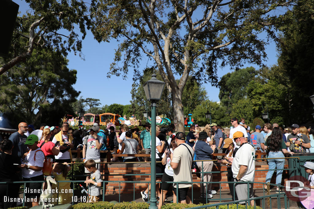 11:10am - Fantasyland was busy.  The queue for Storybook Land canal boats spilled out to the walkway.