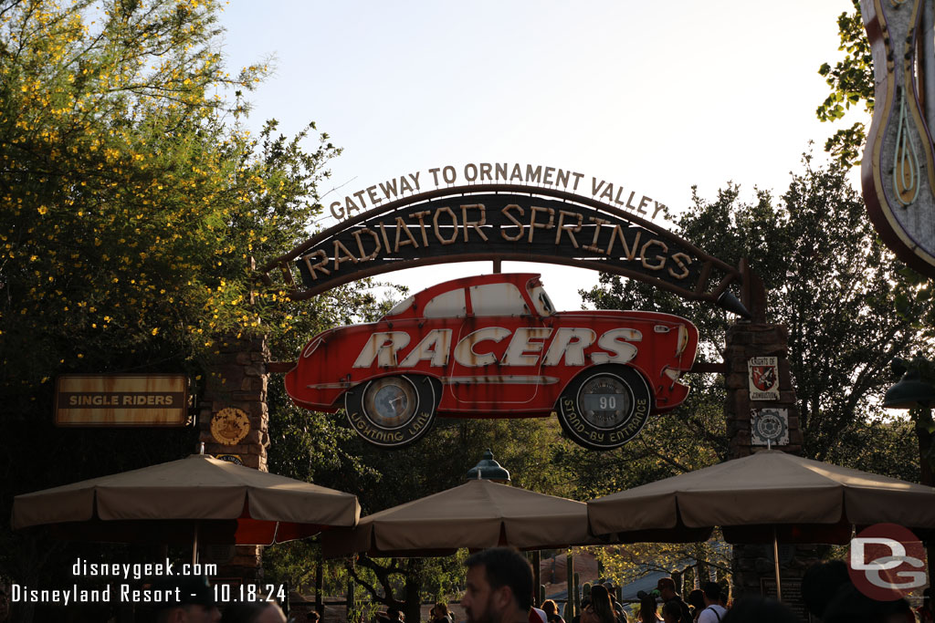 Thought I would check on Radiator Springs Racers wait. Standby 90 minutes.