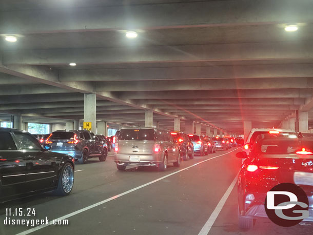 7:21am - The parking structure had a good line of cars.