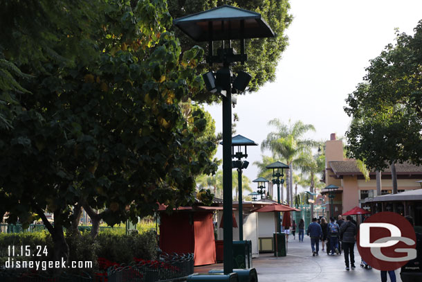 No holiday banners on the light posts by World of Disney