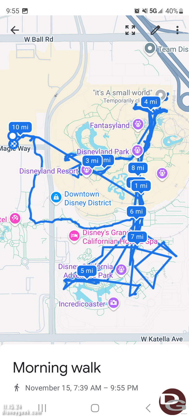 My walking path today at the Disneyland Resort