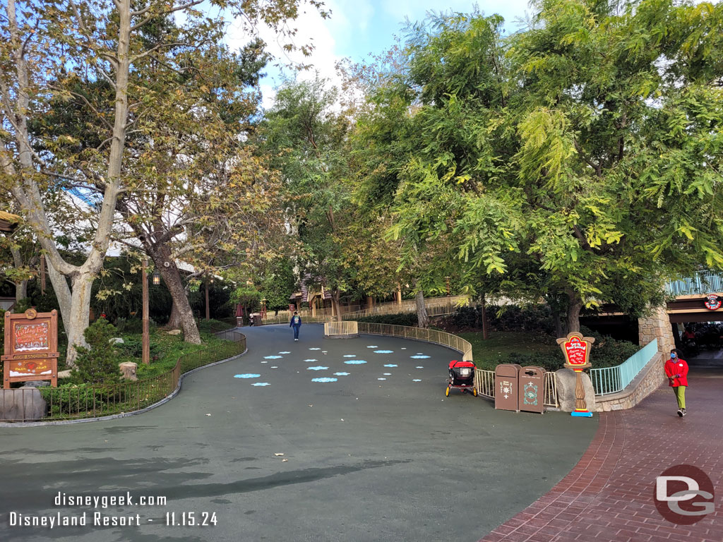 Snowflakes lead the way to the Fantasyland Theatre