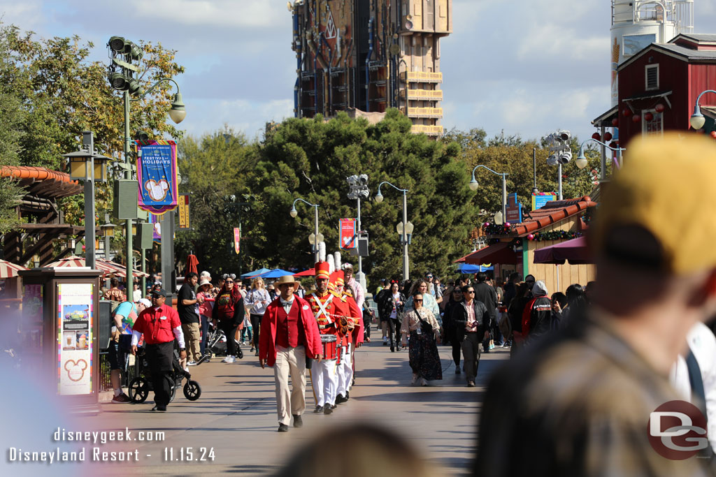 12:15pm - Holiday Toy Drummers arriving for a performance at Disney Festival of Holidays.