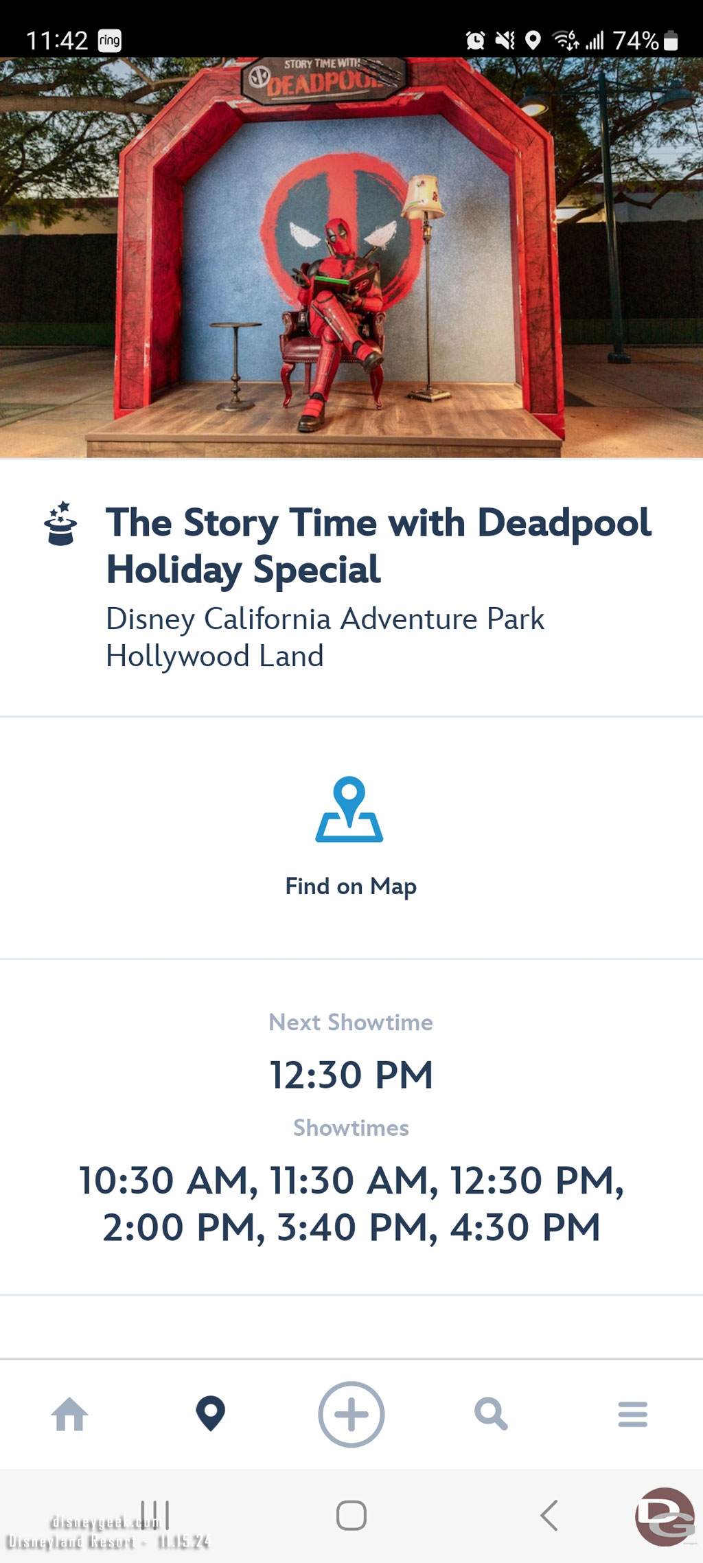 The Story Time with Deadpool Holiday Special premiered today at DCA.  It is my to visit list later today.